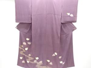 アンティーク　紋錦紗絞り流水に万寿菊模様刺繍着物